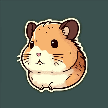 Cute hamster sticker. vector illustration. Isolated on green background.のイラスト素材