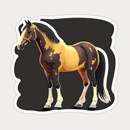 Horse on a black background. Vector illustration in cartoon style.のイラスト素材