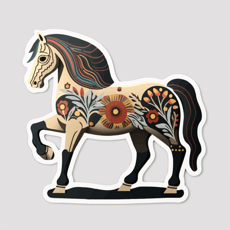 horse sticker. vector illustration. Sticker with a horse.のイラスト素材