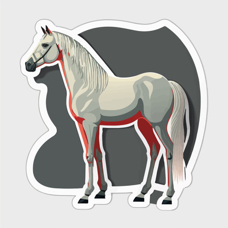 horse sticker. Vector illustration of a horse on a gray background.のイラスト素材