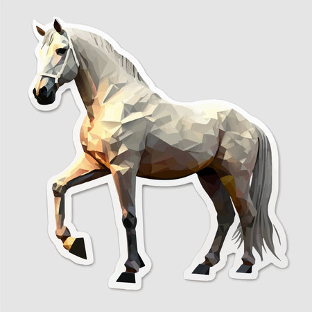 Polygonal horse on white background. Polygonal horse.のイラスト素材