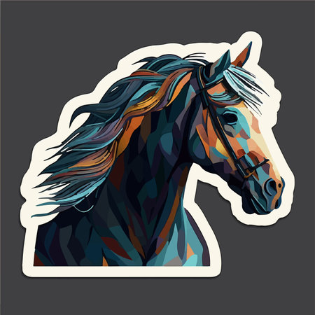 Vector image of a horse head on a dark background in a polygonal styleのイラスト素材