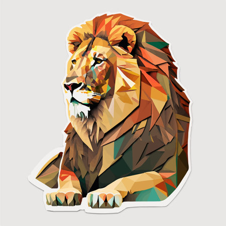 Low polygonal lion. polygonal style. vector illustration.のイラスト素材