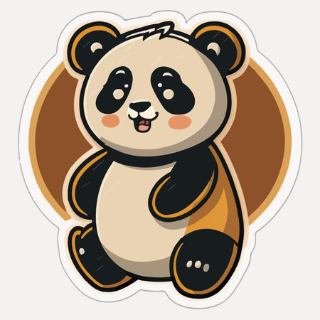 Cute cartoon panda bear sticker. Vector illustration isolated on white background.のイラスト素材