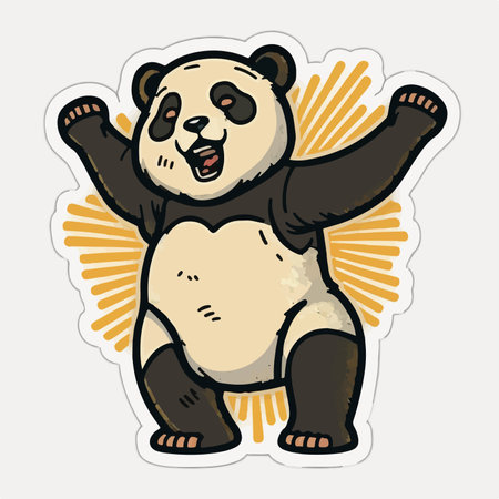 Panda bear cartoon vector illustration. Hand drawn vector panda bear.のイラスト素材