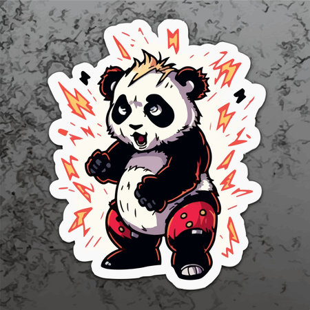 panda bear cartoon sticker. Vector illustration for t-shirt print.のイラスト素材