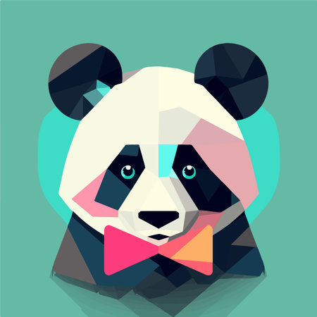 Panda bear with bow tie. Vector illustration in flat style.のイラスト素材