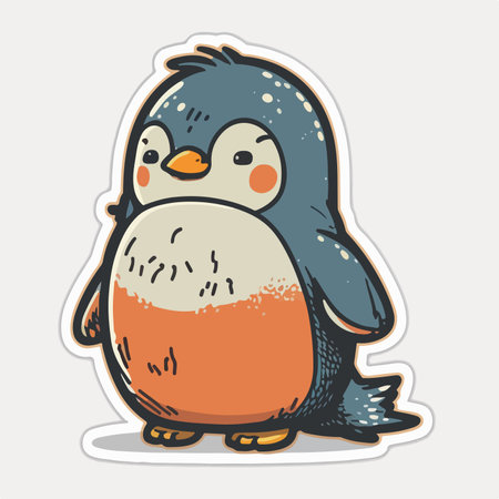 Penguin sticker. Cute cartoon penguin. vector illustration.のイラスト素材