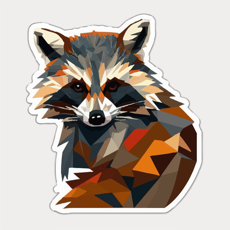 Illustration of a raccoon in polygonal style. vector illustration.のイラスト素材