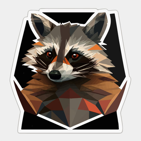 Vector polygonal portrait of a raccoon on a black backgroundのイラスト素材