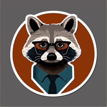 Raccoon in a shirt, tie and tie. vector illustration.のイラスト素材