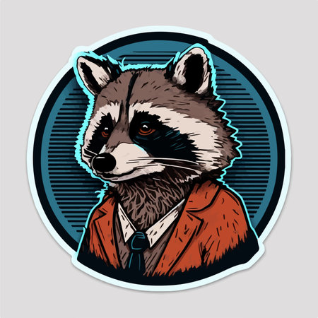 Raccoon head in a jacket and tie. vector illustration.のイラスト素材