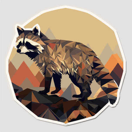 Raccoon polygonal illustration. Low poly raccoon vector illustration.のイラスト素材