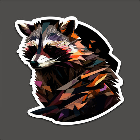 Vector illustration of a colorful raccoon. Isolated on black background.のイラスト素材