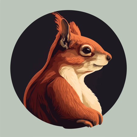 Squirrel. Vector illustration of a wild animal on a dark background.のイラスト素材