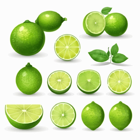 Lime set isolated on white background. vector illustration. Eps 10.のイラスト素材