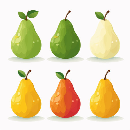 Set of pears isolated on a white background. vector illustration.のイラスト素材