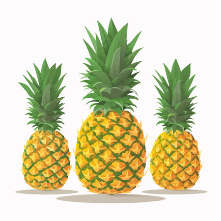 Pineapples isolated on white background. cartoon vector illustration.のイラスト素材