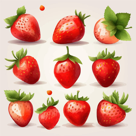 Strawberry vector set. illustration of fresh berries.のイラスト素材