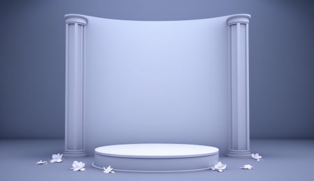 Podium, pedestal or platform for product presentation in minimal style. 3d renderingの素材