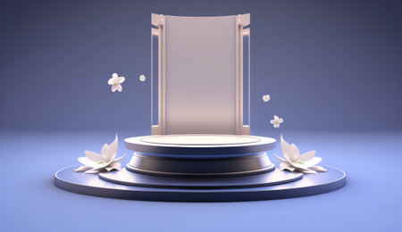 3d render, abstract background with podium, pedestal, blank for designの素材