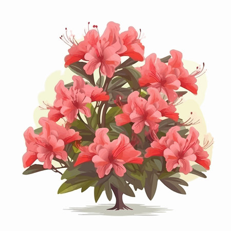 Bouquet of pink rhododendrons. vector illustration.のイラスト素材