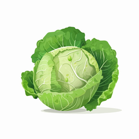 Cabbage isolated on white background. Vector illustration in cartoon style.のイラスト素材