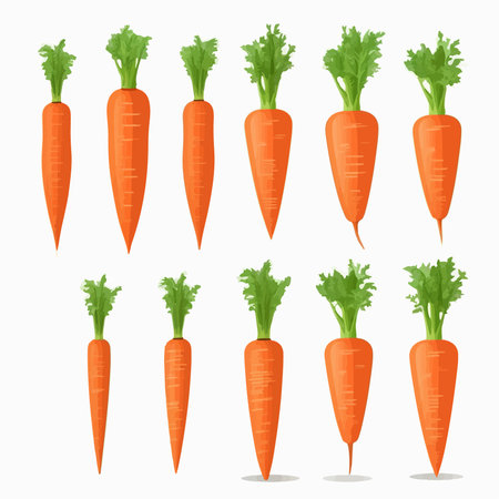 carrot set. Vector illustration in cartoon style isolated on white background.のイラスト素材