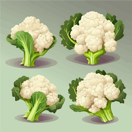 Cauliflower set. Cauliflower collection. vector illustration.のイラスト素材