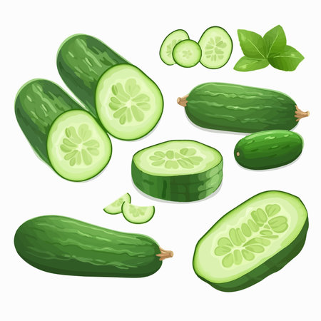 Cucumber isolated on white background. Cucumber vector illustrationのイラスト素材
