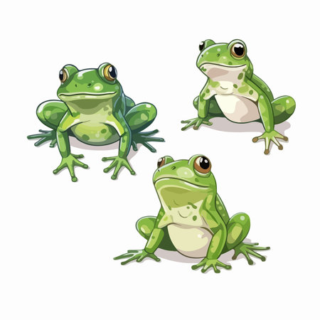 Frog set. vector illustration. isolated on white background.のイラスト素材