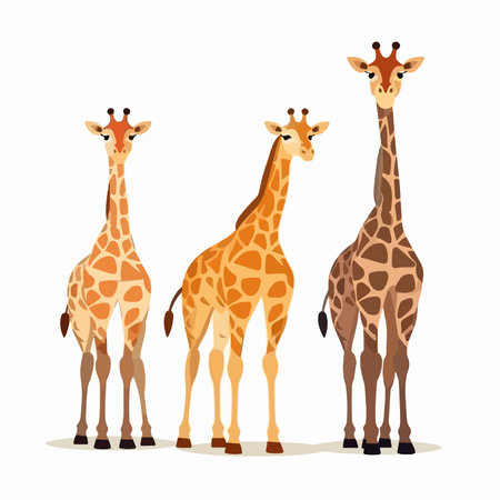 Giraffes isolated on white background. cartoon vector illustration.のイラスト素材