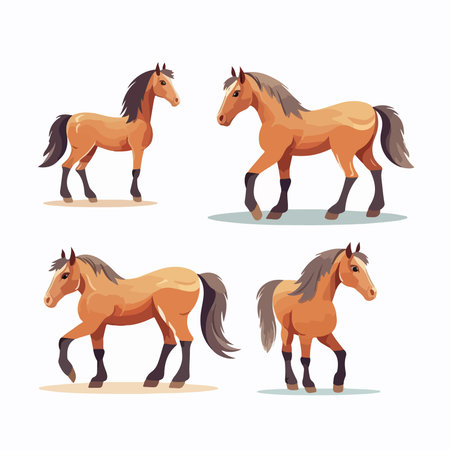 horse set. Vector illustration in flat style isolated on white background.のイラスト素材