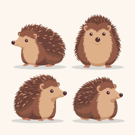 Set of cute hedgehogs. Vector illustration in cartoon style.のイラスト素材