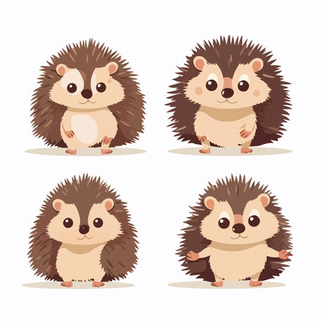 Set of cute hedgehogs. Vector illustration in cartoon style.のイラスト素材