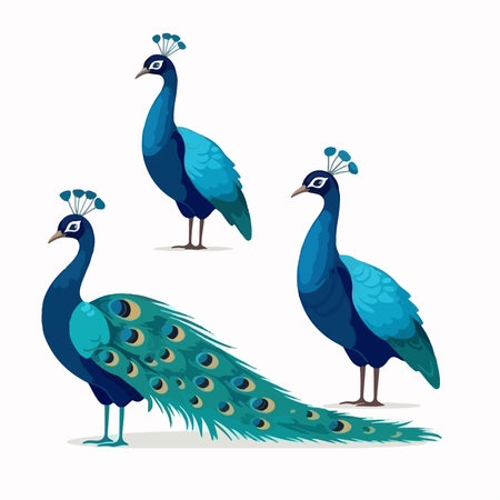 Peacock. Vector illustration of a peacock on a white background.のイラスト素材