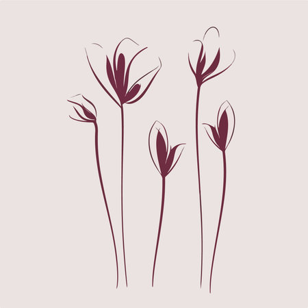 Set of hand drawn doodle lilies. vector illustration.のイラスト素材