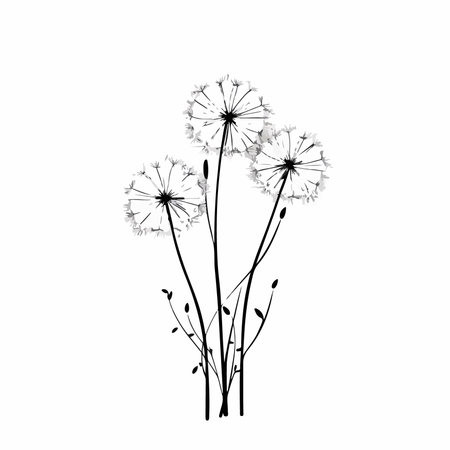 Dandelion flower isolated on white background. hand drawn vector illustration.のイラスト素材