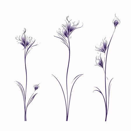 Set of hand drawn wildflowers. vector illustration for your designのイラスト素材