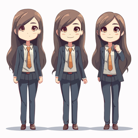 Cartoon business woman with different poses. vector illustration. EPS10のイラスト素材