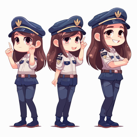 cartoon police girl. Cute police girl. vector illustration.のイラスト素材
