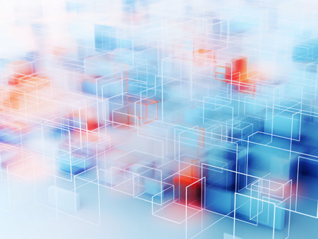 Abstract background with blue and red cubes. Eps 10 vector file.