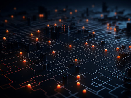 Abstract technological background with circuit board. 3d rendering toned imageの写真素材