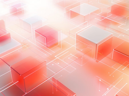 Abstract background with red and blue cubes. 3d rendering, 3d illustration.