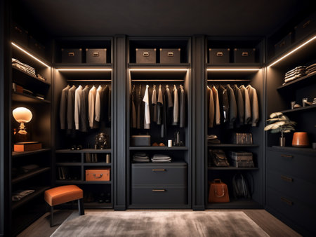 Fashionable wardrobe in a modern style. 3d rendering.の写真素材