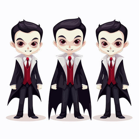 Cute cartoon vampire. Vector illustration isolated on a white background.の写真素材