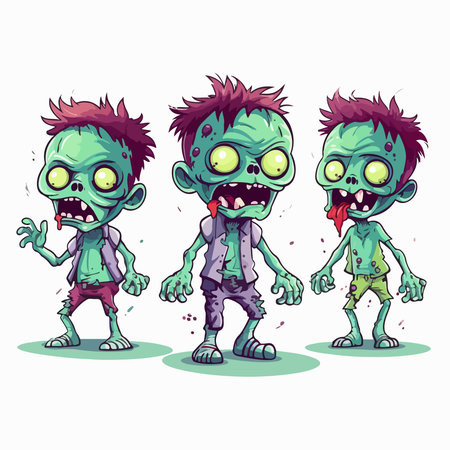 Zombie cartoon characters. vector illustration. isolated on white background.のイラスト素材