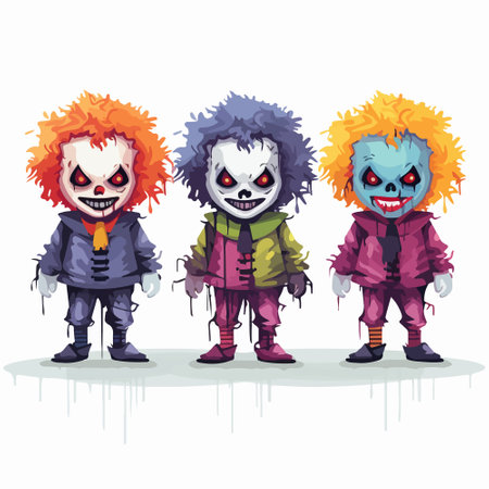 Vector illustration of a group of Halloween monsters. Isolated on white background.のイラスト素材