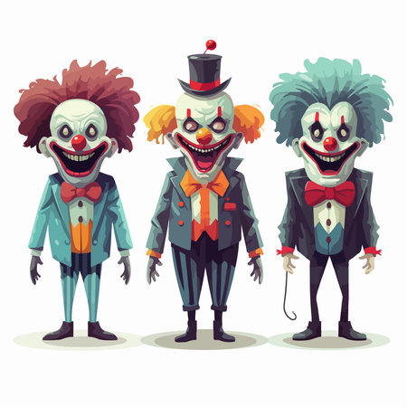 Clown set. Cartoon vector illustration isolated on white background.