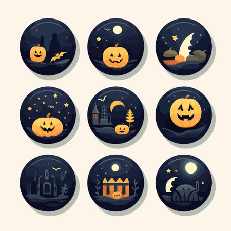Halloween icons set. Cartoon illustration of 9 halloween icons for webのイラスト素材